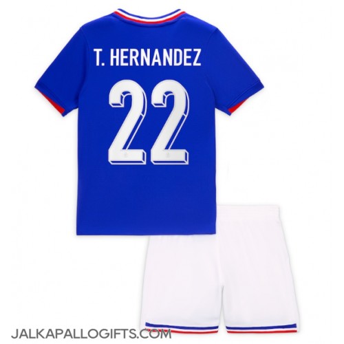 Ranska Theo Hernandez #22 Koti Peliasu Lasten EM-Kisat 2024 Lyhythihainen (+ Lyhyet housut)